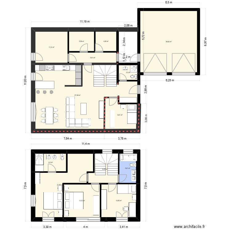 Villa GREG-GéGé 2025 V2. Plan de 14 pièces et 205 m2