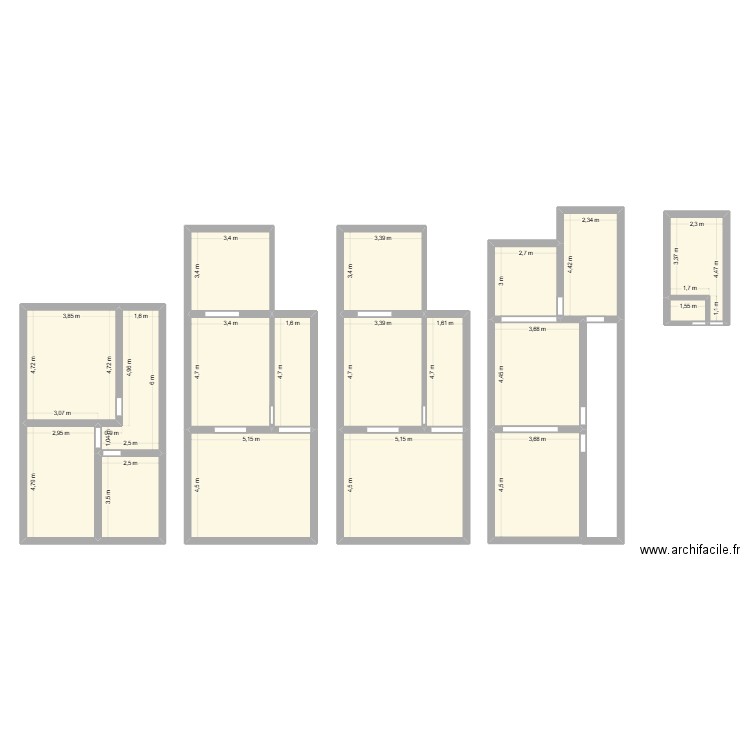 Ixelles. Plan de 18 pièces et 229 m2