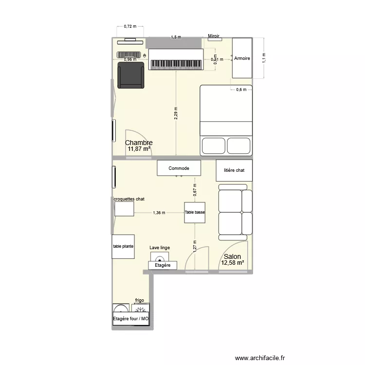 chambre2. Plan de 2  et 24 m²