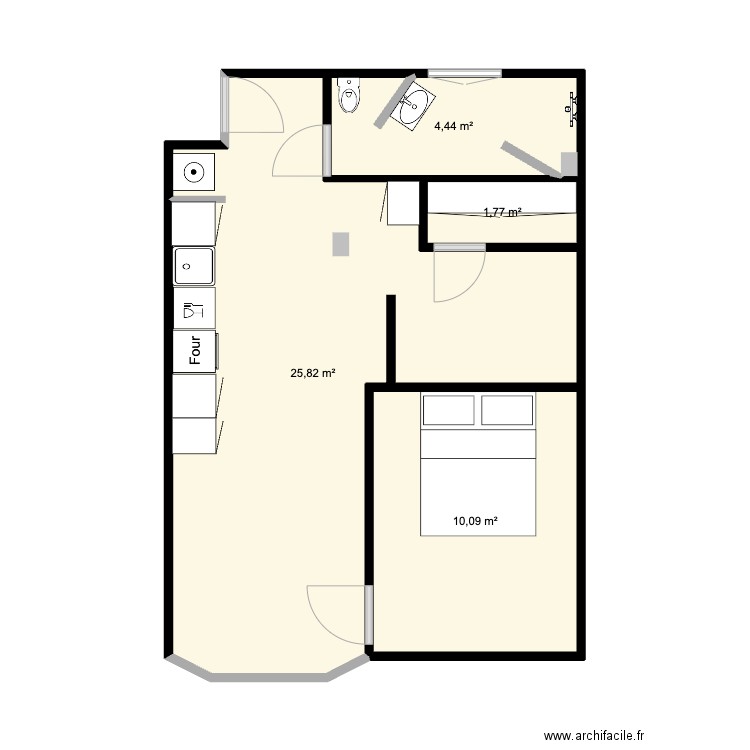 papety projet. Plan de 4 pièces et 42 m2