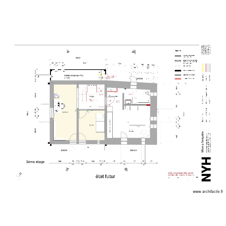Haudères 2e. Plan de 3 pièces et 43 m2