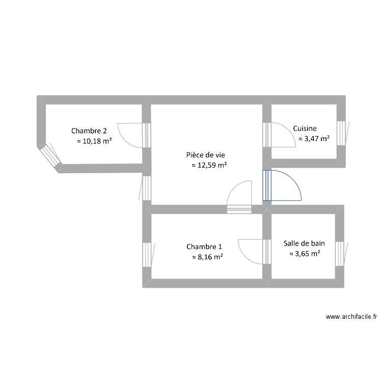 17 mathieu. Plan de 4 pièces et 12 m2