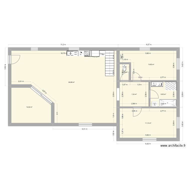 RAYNAUD Frédéric. Plan de 7 pièces et 127 m2