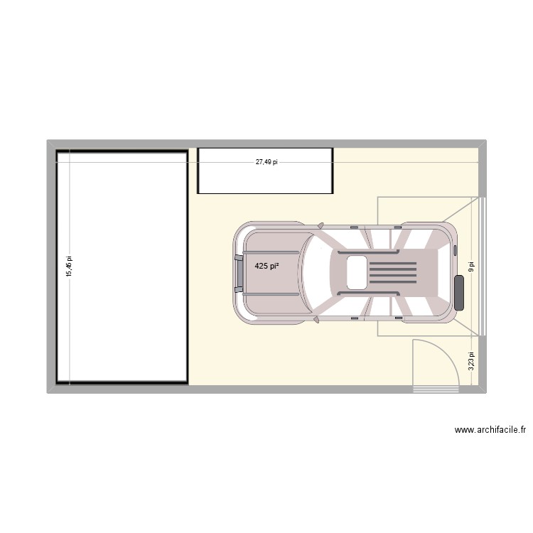 Garage Francis. Plan de 1 pièce et 39 m2