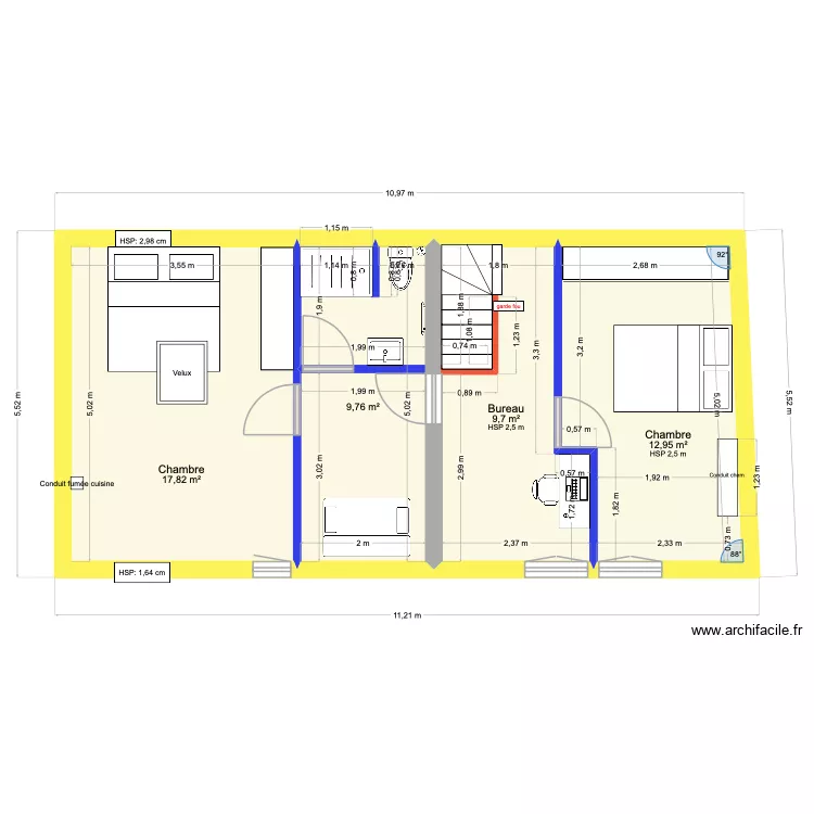 plan &eacute;tage. Plan de 4  et 50 m²