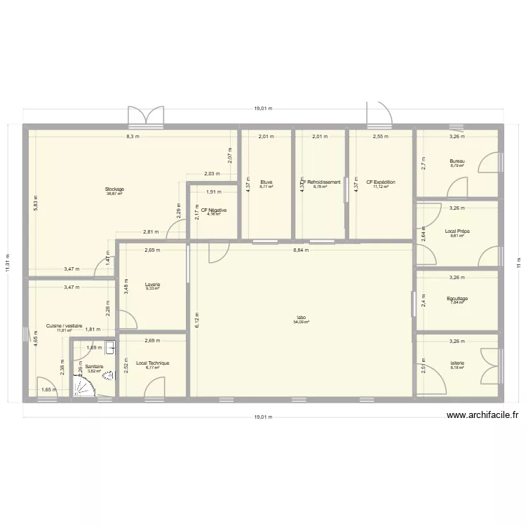 Labo 2. Plan de 14 et 189 m² Labo 2. Plan de 14 et 189 m²