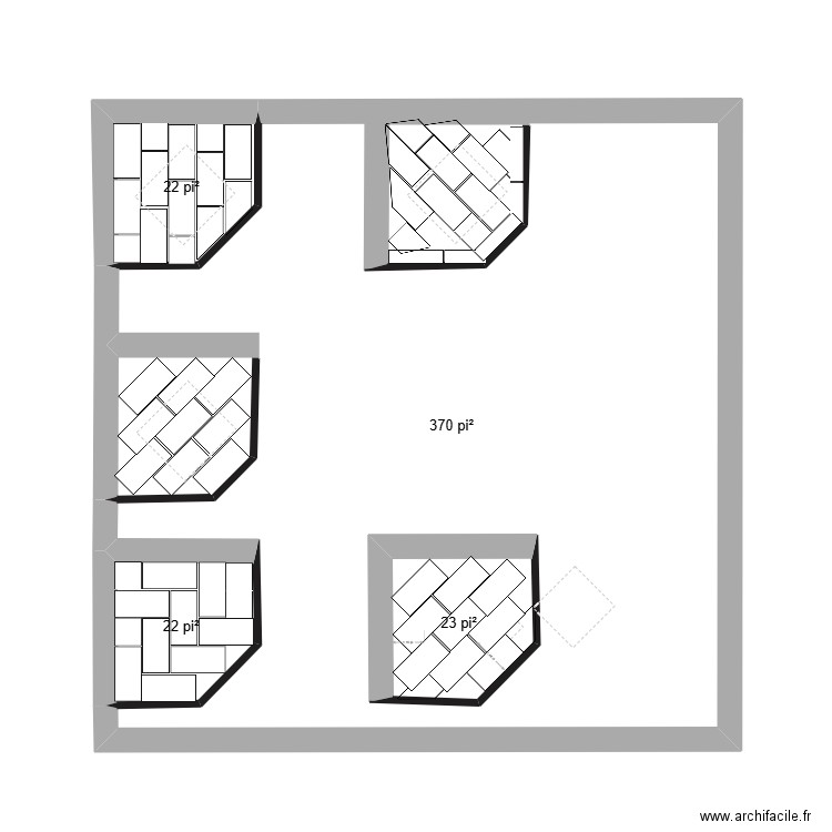 TUILE. Plan de 4 pièces et 44 m2