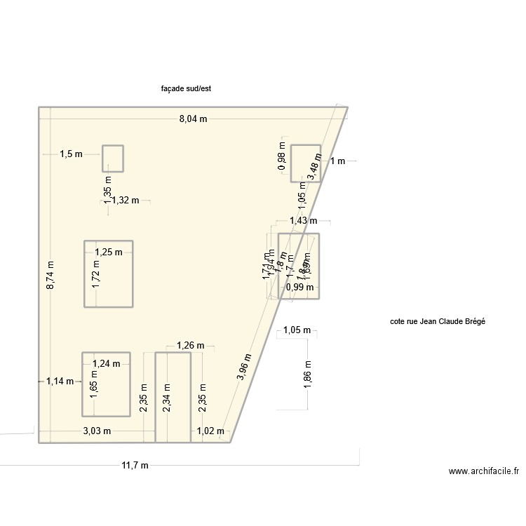 plan facade sud 3 impasse du fort de vaux Villelongue 2. Plan de 7 pièces et 63 m2