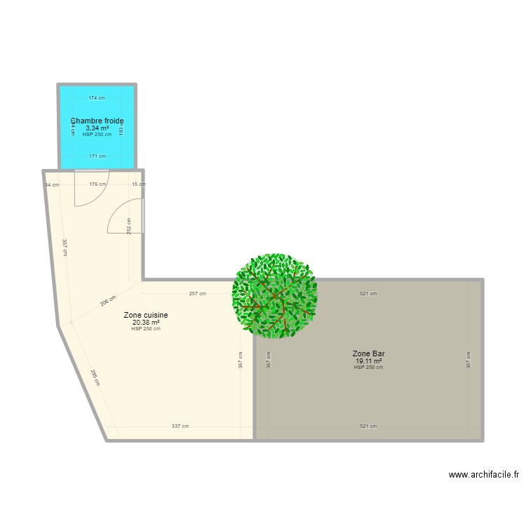 Terrasse Mandala. Plan de 3 pièces et 43 m2