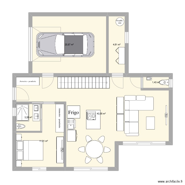 Vinhotin. Plan de 6 pièces et 84 m2