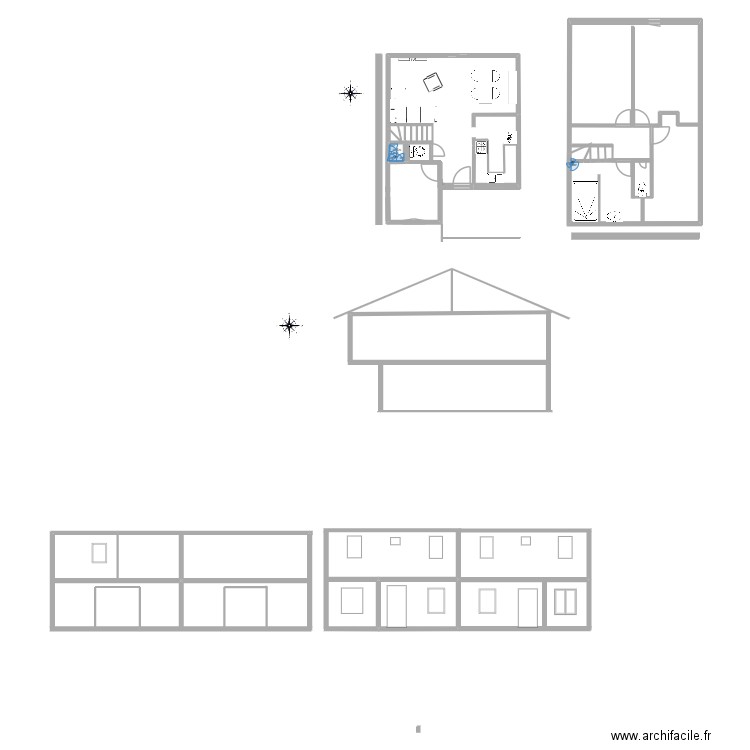 3 plan. Plan de 3 pièces et 8 m2