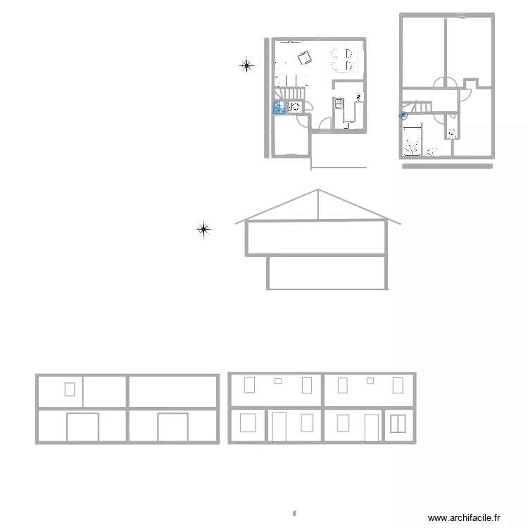 3 plan. Plan de 3  et 8 m²