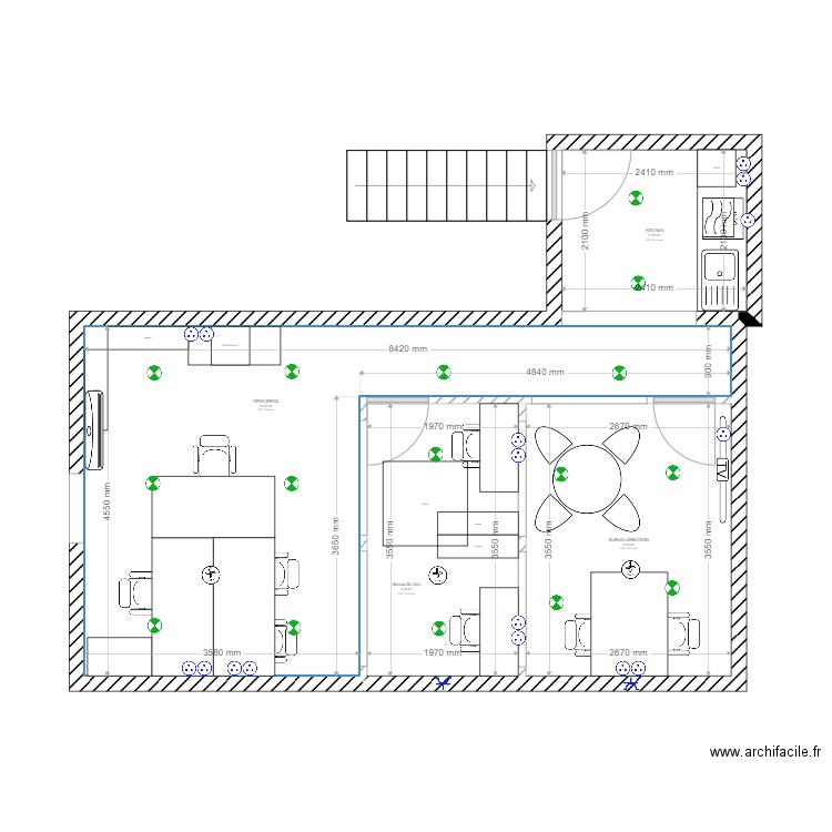 MEZZA BUREAU 2. Plan de 4 pièces et 42 m2