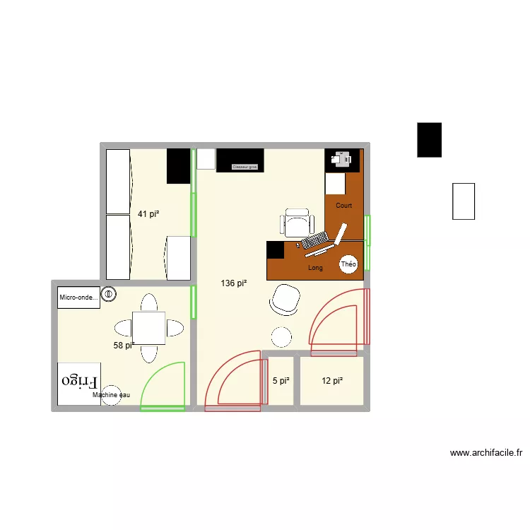Bureau2.1. Plan de 5  et 23 m²