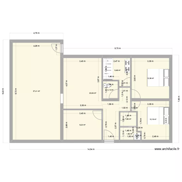 plan maison v1. Plan de 9  et 104 m²