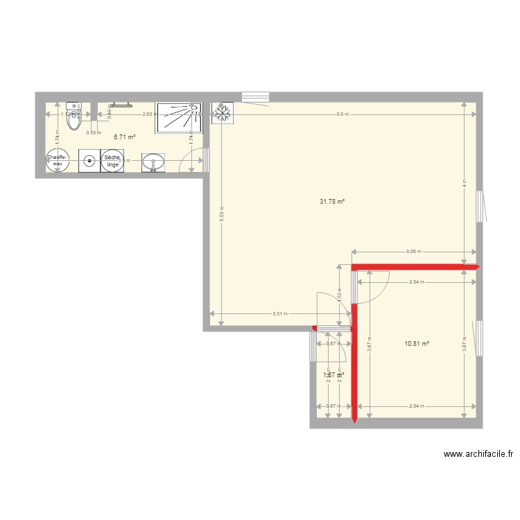 2 Etage Logement à créer 14 07 2025 Futur Projet - Cuisine Version 1. Plan de 4 pièces et 51 m2