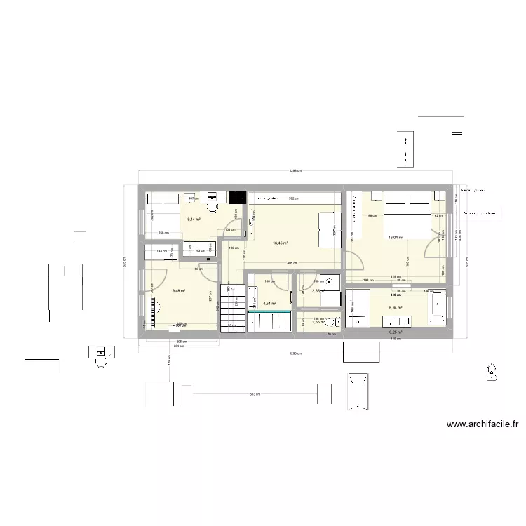 Fabien et Marie new 5 sur place. Plan de 9 pièces et 67 m²