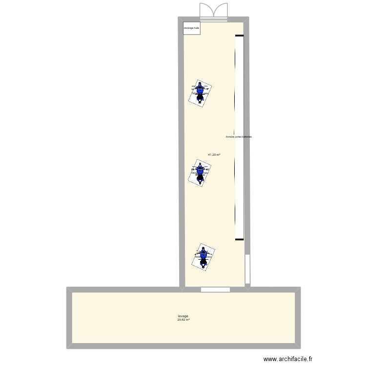 atelier joliette. Plan de 2 pièces et 71 m2