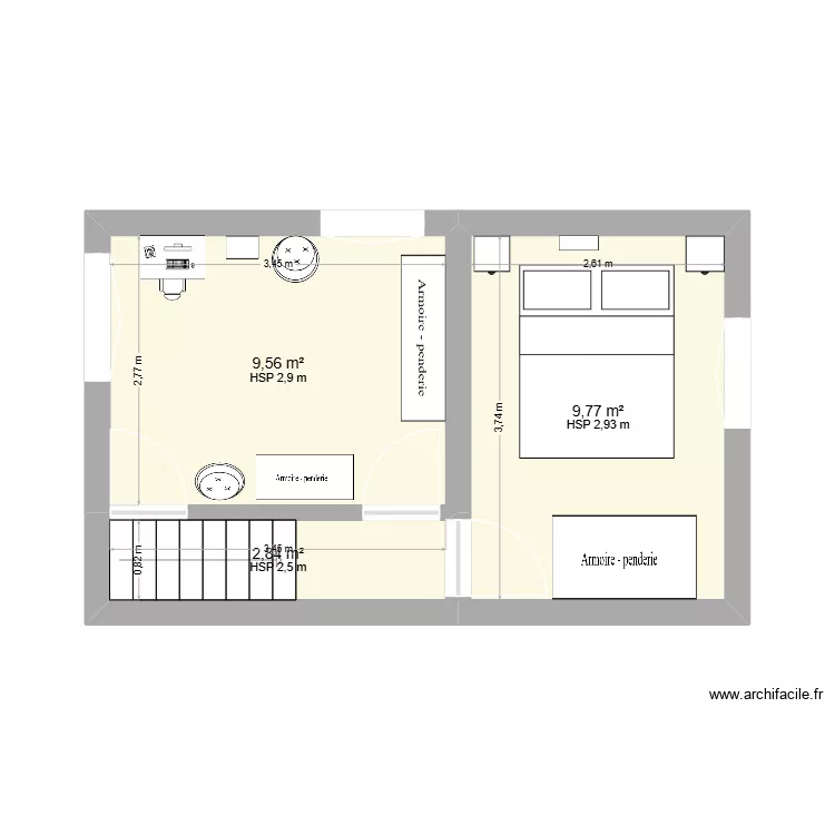 chambre. Plan de 3 et 22 m² chambre. Plan de 3 et 22 m²