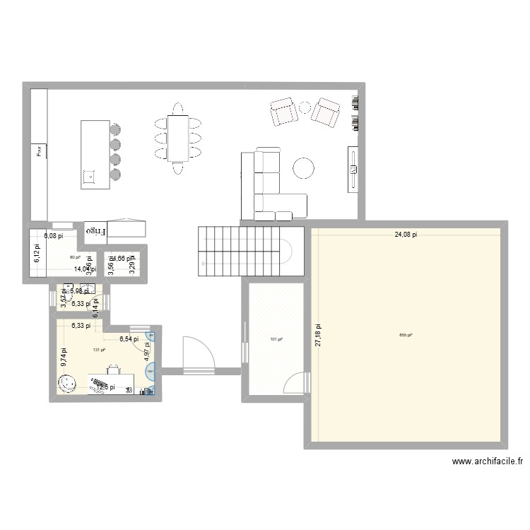 rdc2. Plan de 4 pièces et 88 m2