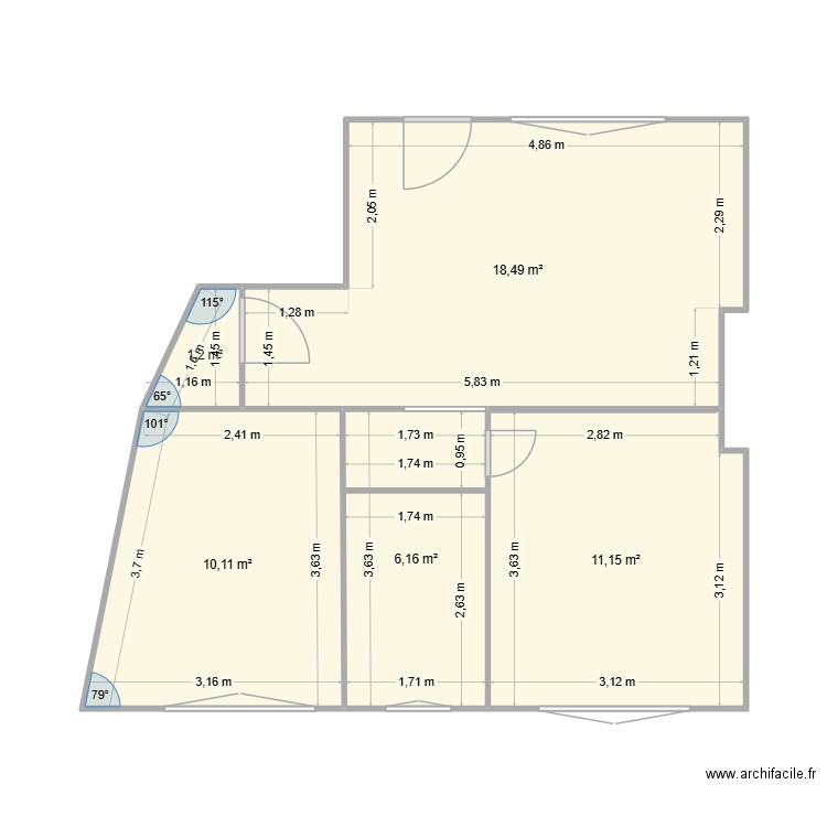 LOCATIF LUCON. Plan de 5 pièces et 47 m2