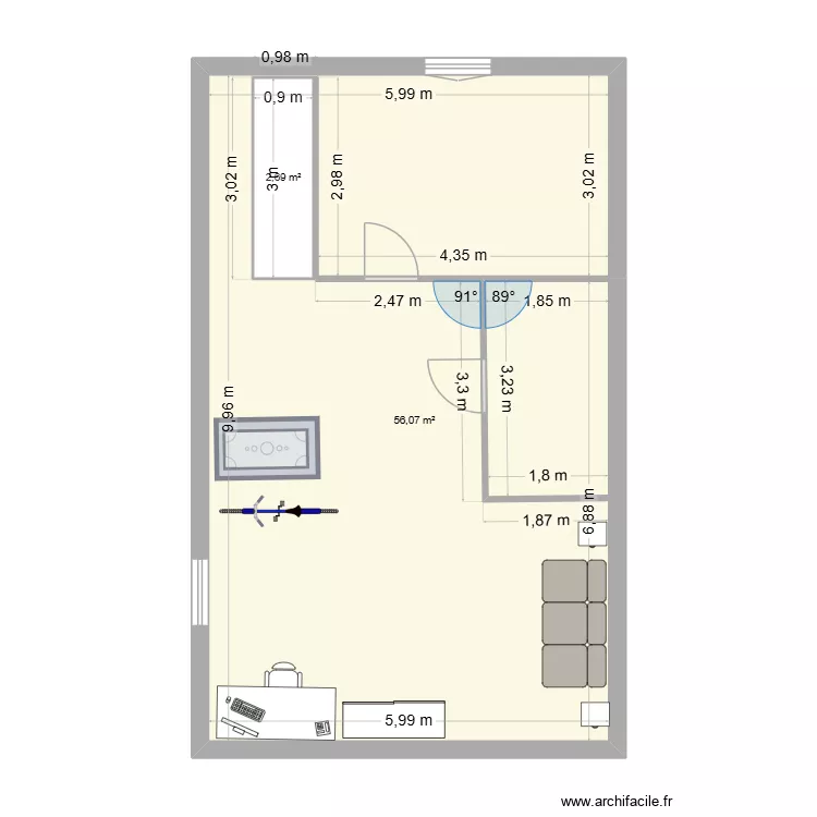 Etage. Plan de 2 et 59 m² Etage. Plan de 2 et 59 m²