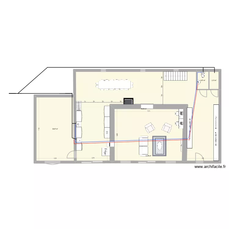 RDC maison plomberie. Plan de 5  et 179 m²