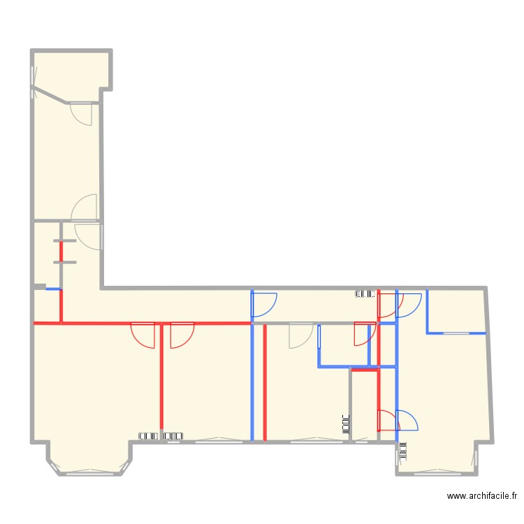 Renovation Boulogne - modif cloisonnement. Plan de 14 pièces et 85 m2