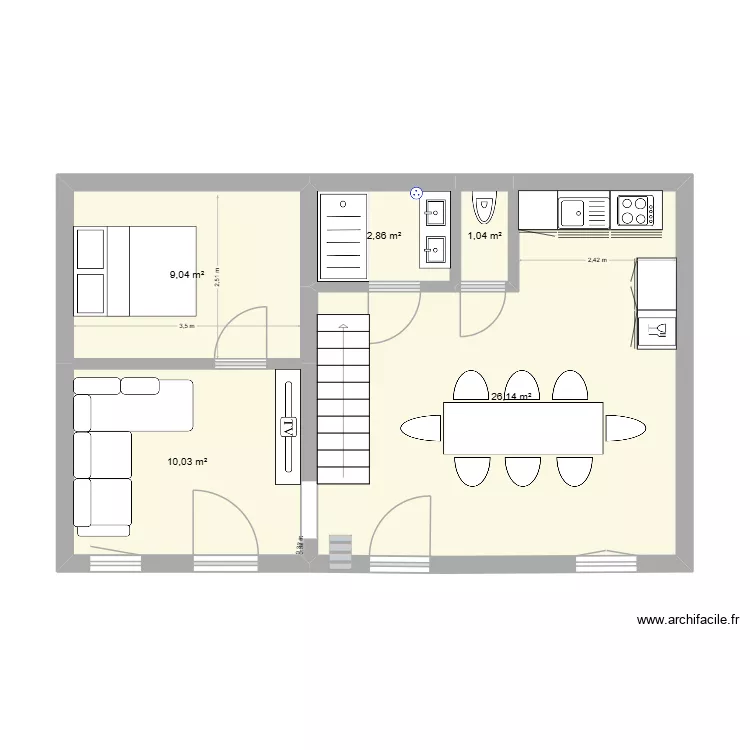 St Lazare - bas V9. Plan de 5  et 49 m²