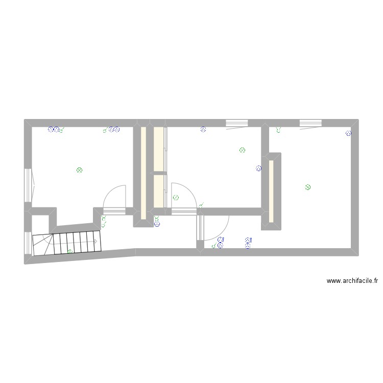 maison 2. Plan de 8 pièces et 44 m2