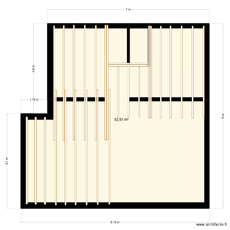 Aménagement R2. Plan de 1 pièce et 53 m2