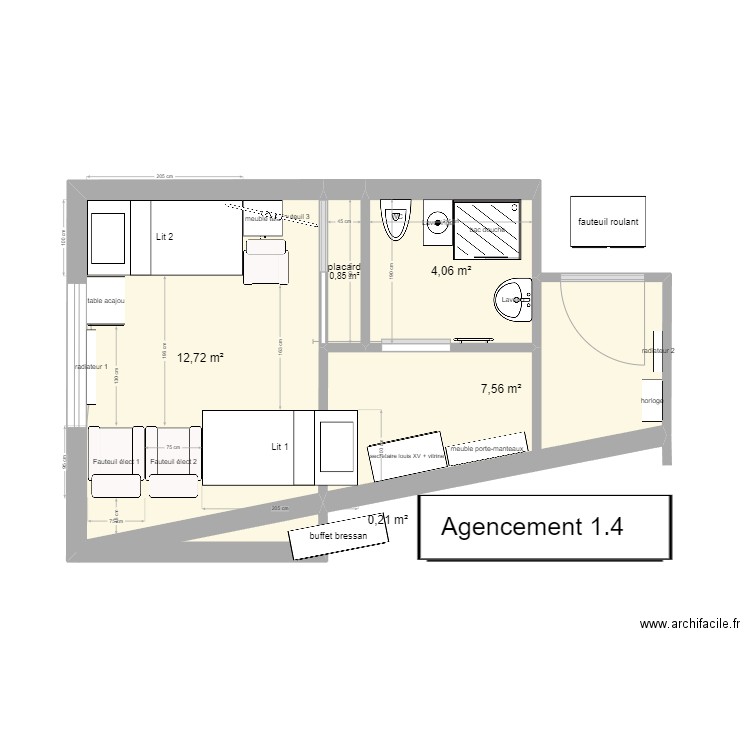 chambre. Plan de 0 pièce et 0 m2