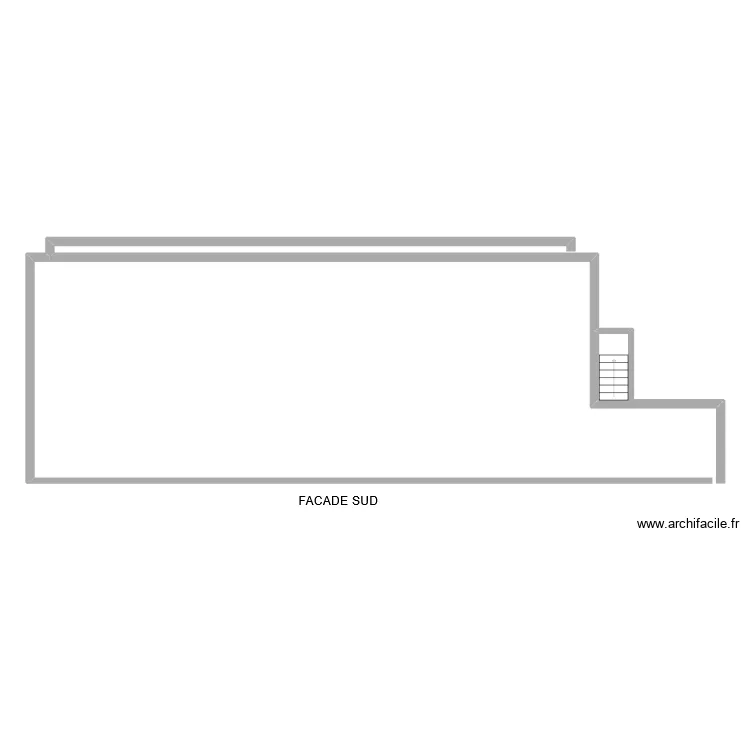 Fa&ccedil;ade sud d&eacute;pot MBALING. Plan de 