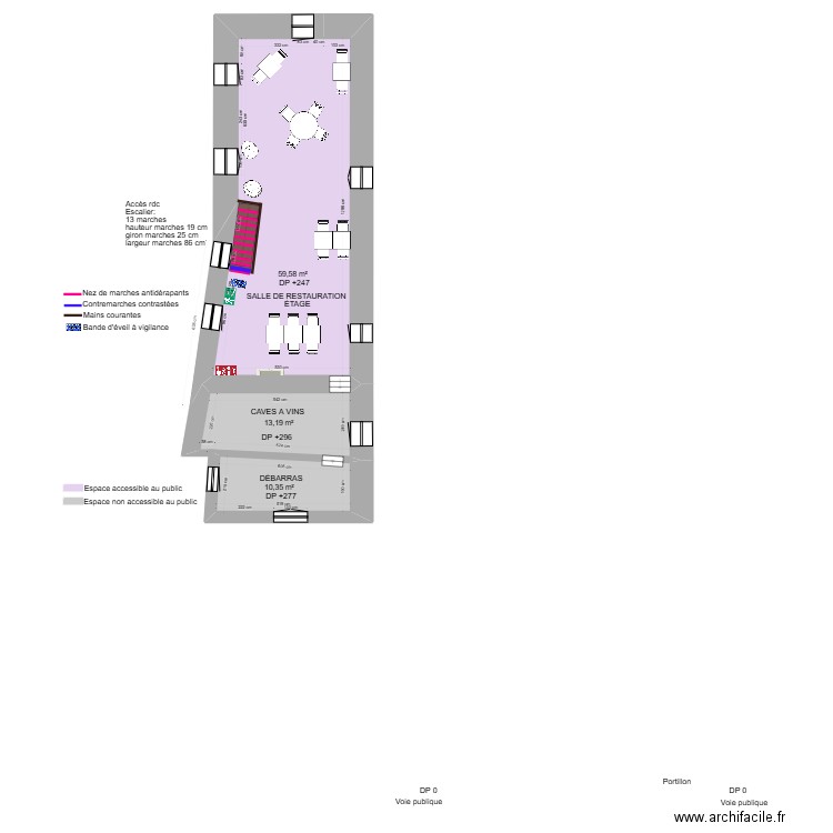 AUBERGE DES ISLES 1ER ETAGE APRES TRAVAUX. Plan de 3 pièces et 83 m2