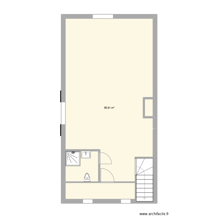 loft de Linda. Plan de 1 pièce et 57 m2