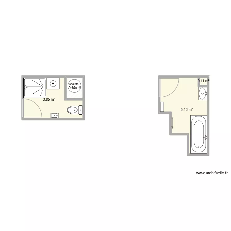 SdBs. Plan de 4  et 10 m²