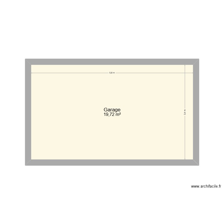 Garage Rectangulaire. Plan de 1 pièce et 20 m2