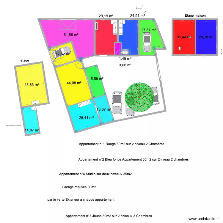 rdc maison grange v3. Plan de 15  et 387 m²