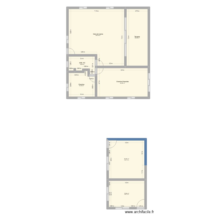 Gummy Werk. Plan de 7 pièces et 146 m2