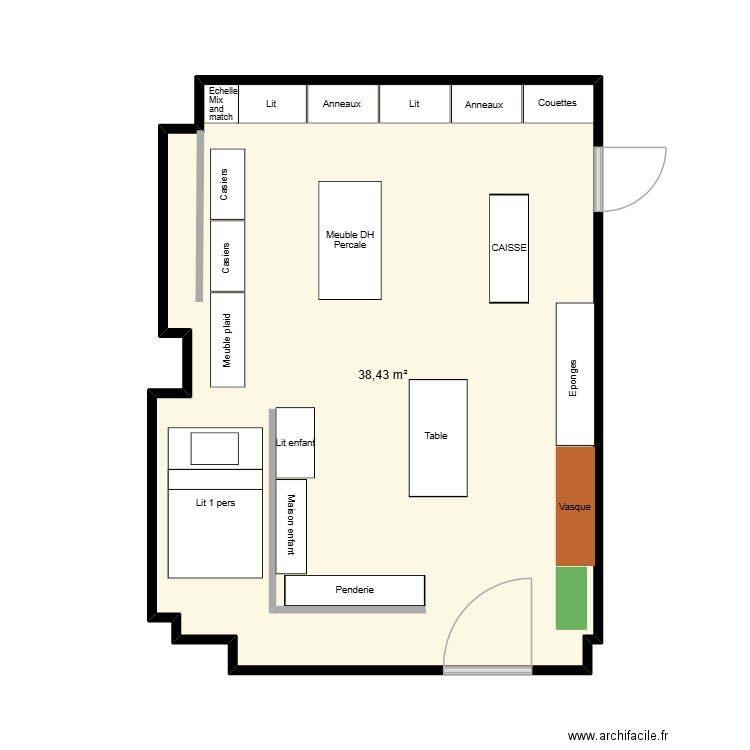 Macon Réno. Plan de 1 pièce et 38 m2