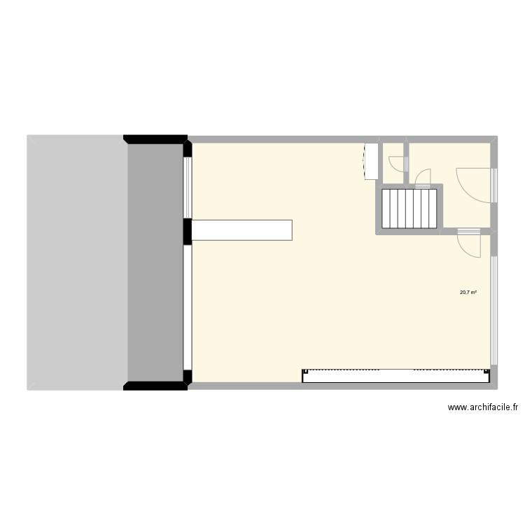 RDC. Plan de 6 pièces et 107 m2