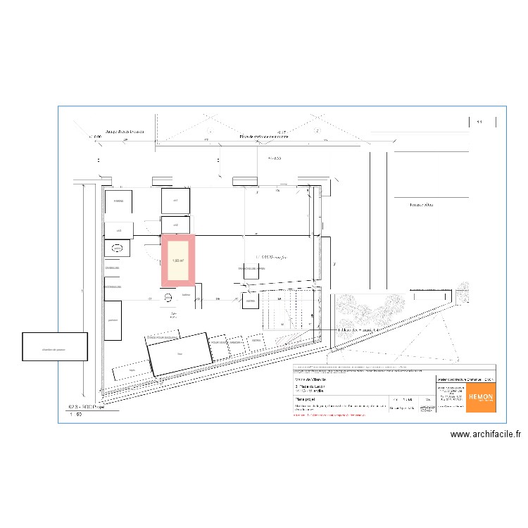 saquana v RDC. Plan de 1 pièce et 2 m2