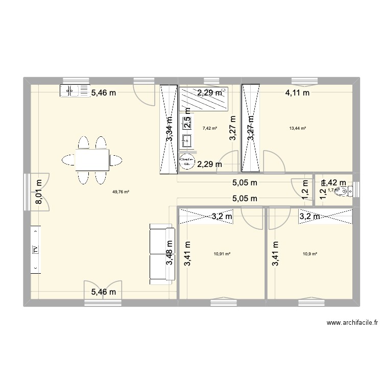 GAILLARD 1. Plan de 6 pièces et 94 m2