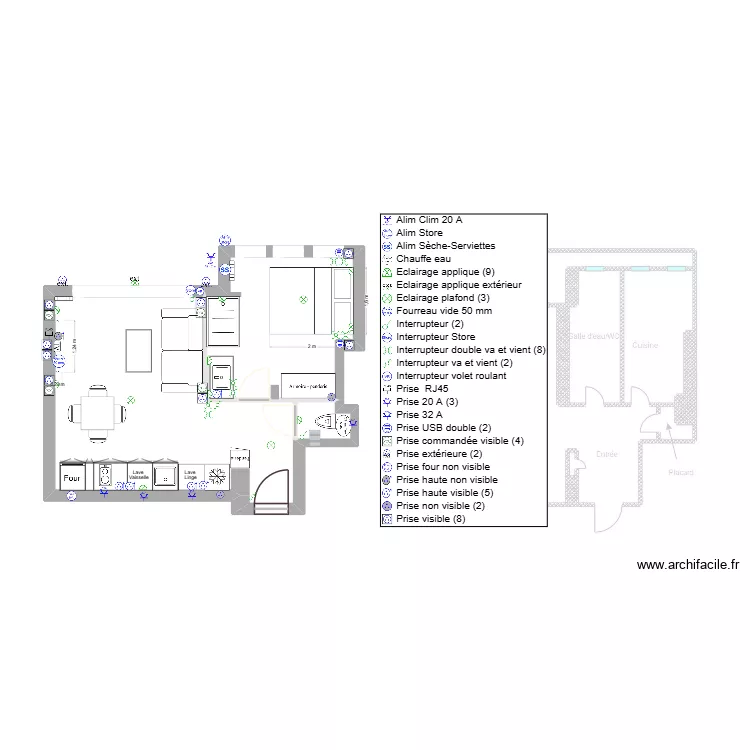 Appt JF Antibes Elec Mai26. Plan de 1  et 33 m²