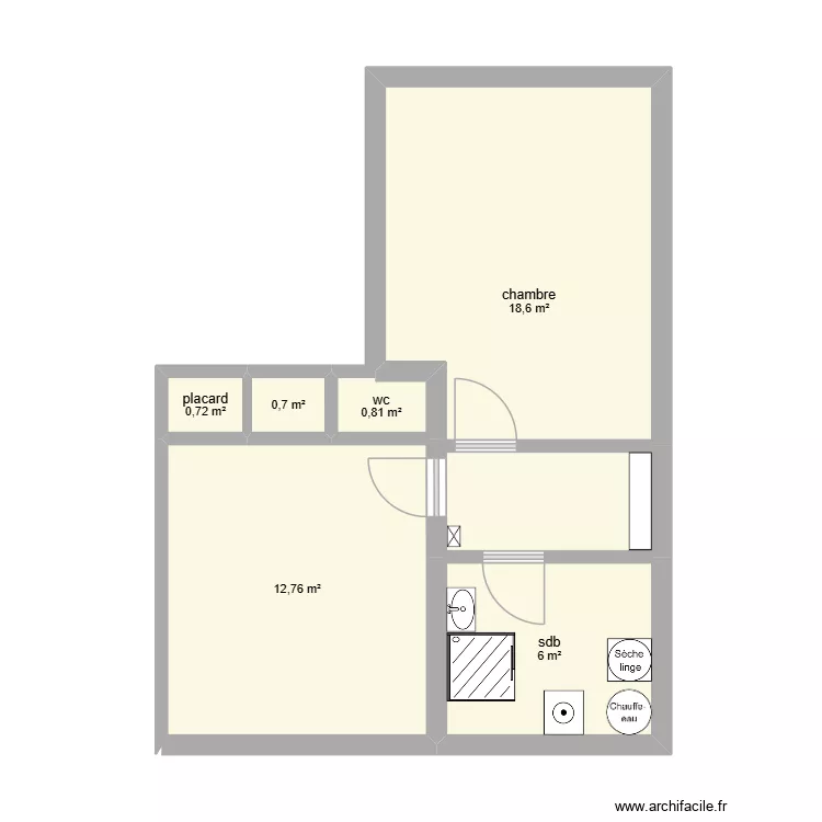 garage actuel. Plan de 6  et 40 m²