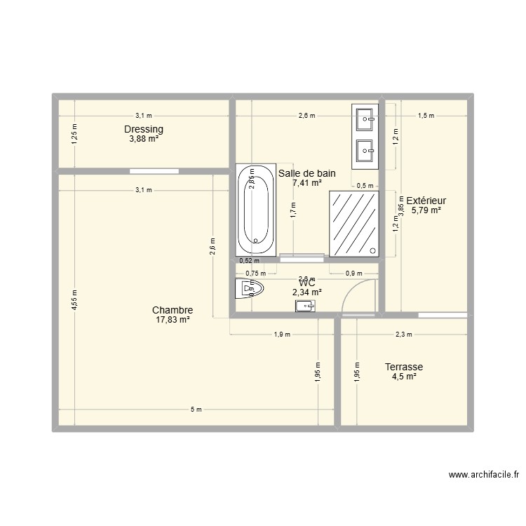 thierry bungalo. Plan de 6 pièces et 42 m2