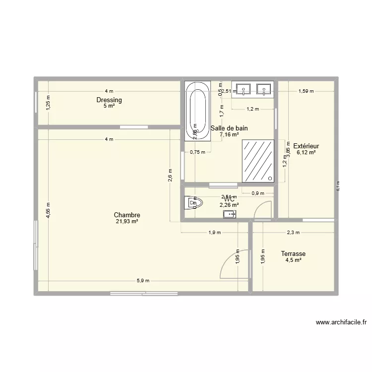 thierry bungalo. Plan de 6  et 47 m²