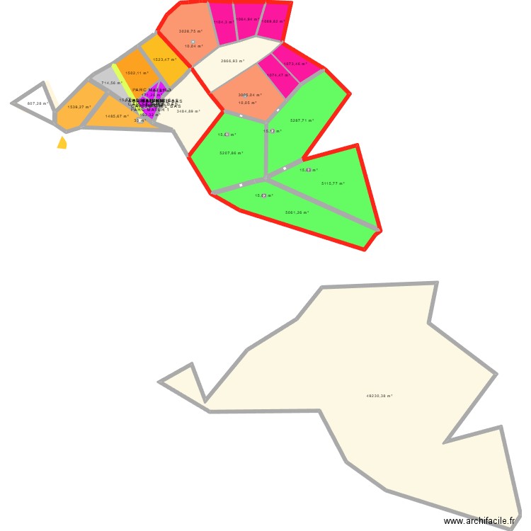 ferme 2. Plan de 38 pièces et 14673 m2