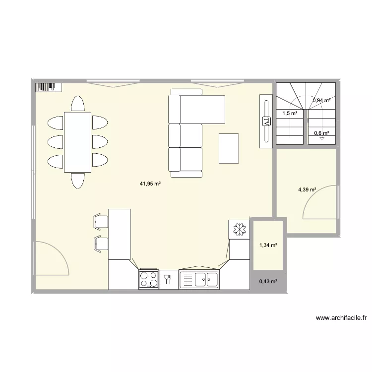 CH option 3. Plan de 7  et 51 m²