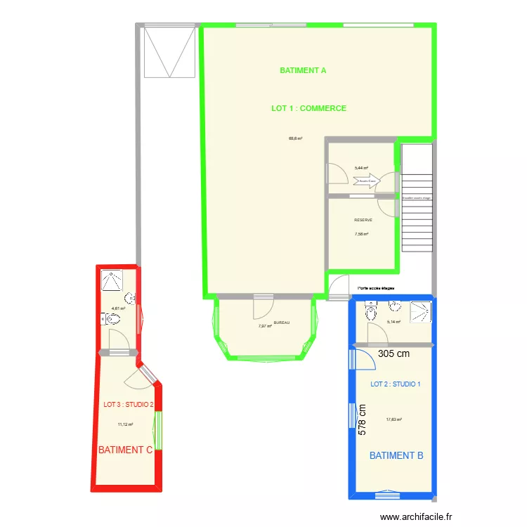 RDC TABAC LOT 1-2-3. Plan de 